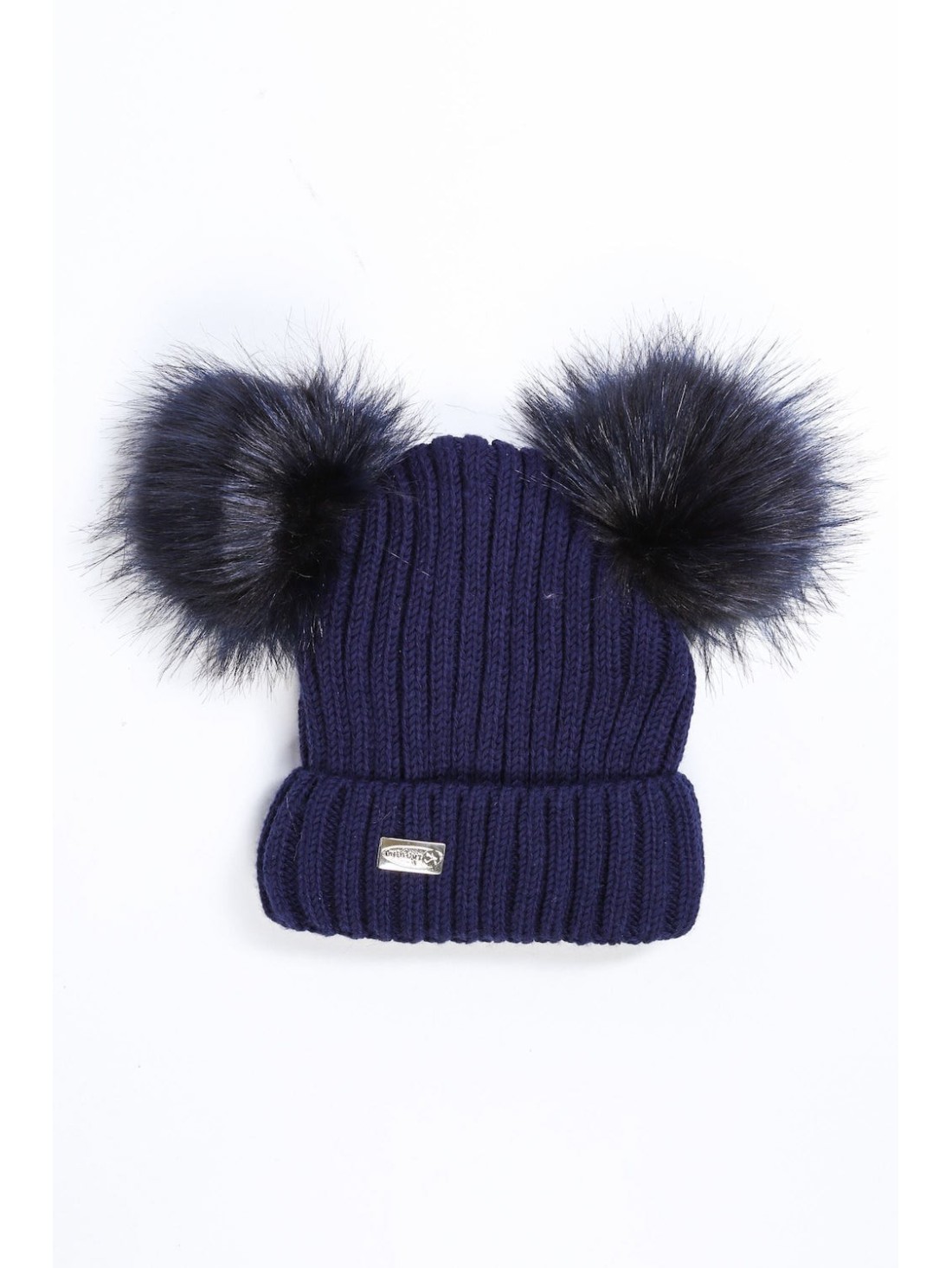 Navy blue winter hat with pompoms C5 - Online store - Boutique